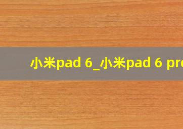 小米pad 6_小米pad 6 pro